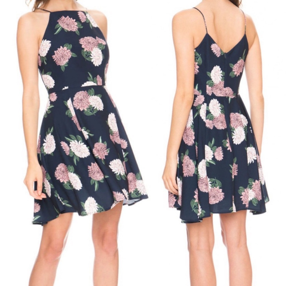 Keepsake | Up for Air High Neck Fit and Flare Floral Mini Dress Size Large